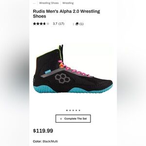 Kids' Alpha 2.0 Wrestling Shoes - Black and Multi-Color, size Big Kid/Men’s 6.